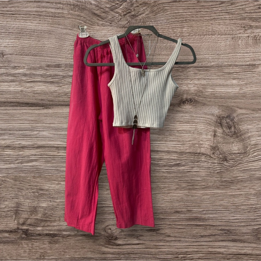 Haband Pink Pants with Gray Top Set